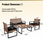 4-Piece Patio Furniture Set Outdoor Balcony Porch Garden Backyard Lawn Furniture Acacia Wood Table Top, Morden Black and Light Brown - SolidRoot Buy Furniture USA