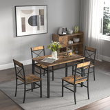 Dining Table Set for 4, Wood Kitchen Table with  Chairs Dinning Table Set for Kitchen & Dining Room, Compact Dining Set for Small Spaces, Rustic Brown SolidRoot Buy Furniture USA