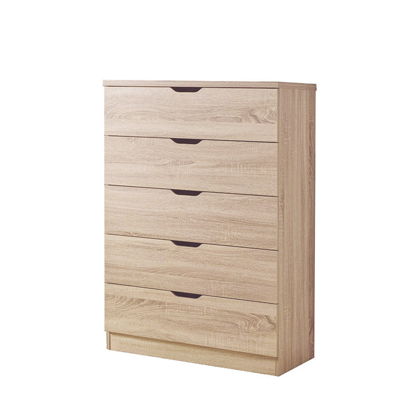 Functional 5 Drawer Chest in Light Oak Finish