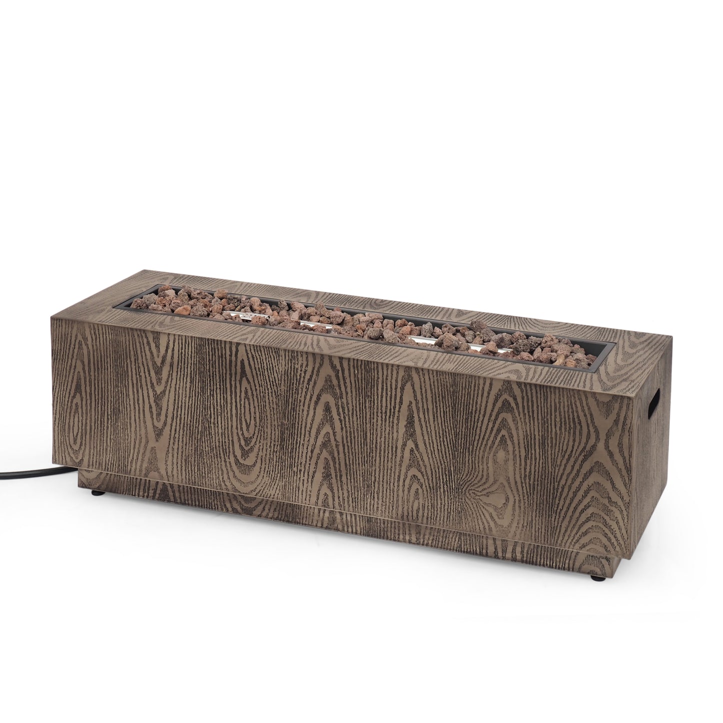 48" Outdoor 50,000 BTU Rectangular Iron Propane Fire Pit, Brown Wood Pattern (Tank Cover not Included)