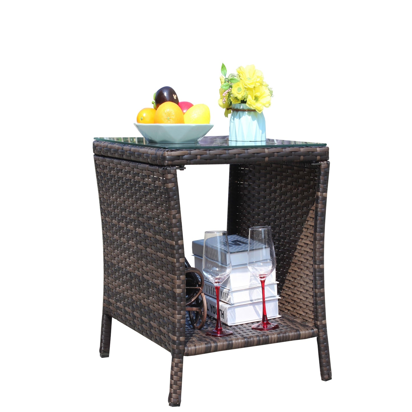 Outdoor patio Furniture 1 Coffee Table with clear tempered glass