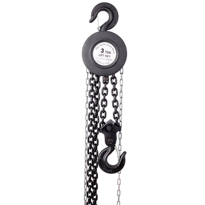 Chain hoist 6600lbs 3T capacity 10ft wIth 2 heavy duty hooks,Manual chain hoist steel construction,Black Livingsource