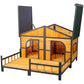 Wooden Large Dog House Outdoor Double XL Dog Kennel with Elevated Floor and Porch, Weatherproof Puppy Shelter for Small and Medium Breed Dogs, Natural Livingsource
