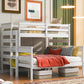 Wood Twin XL over Queen Bunk Bed with Ladder, White - SolidRoot Buy Furniture USA