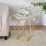 CREATIVE SIMPLE GLASS SIDE TABLE,GOLD+WHITE COLOR SolidRoot Buy Furniture USA