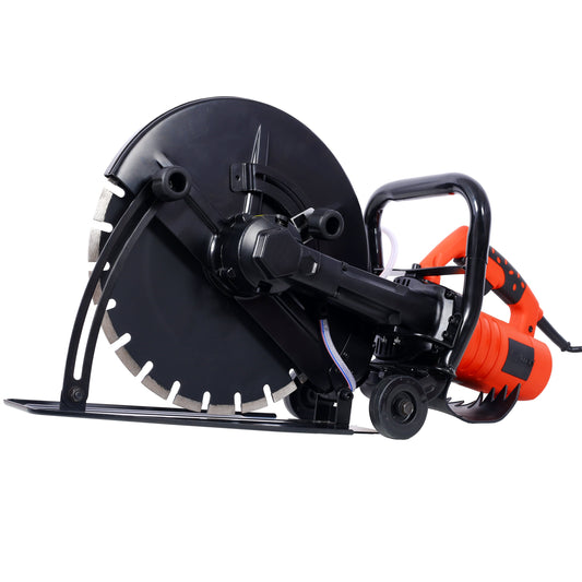 Electric 14" Cut Off Saw Wet/Dry Concrete Saw Cutter Guide Roller with Water Line Attachment Livingsource