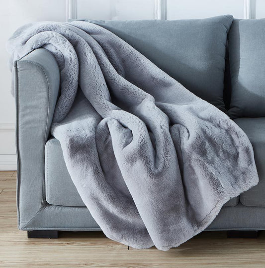 Cassilda Luxury Chinchilla Faux Fur Throw Blanket (50" x 60") - SolidRoot Buy Furniture USA