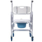 4 in 1 Bedside Commode Chair, Transport Shower Wheelchair Toilet Rolling Transport Chair with 4 Brakes Casters,Tissue Holder,Crutch Holder for Elderly Injured and Disabled Livingsource