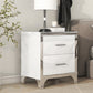 Elegant High Gloss Nightstand with Metal Handle,Mirrored Bedside Table with 2 Drawers for Bedroom,Living Room,White Livingsource