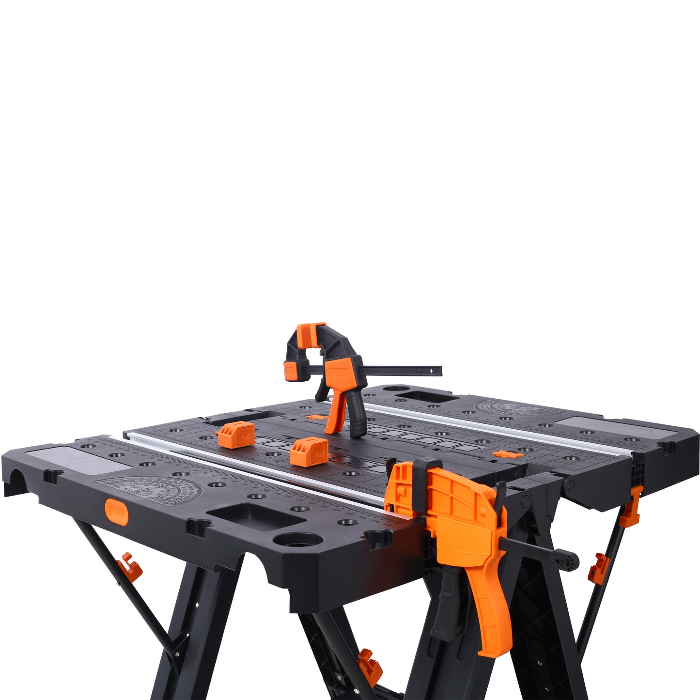 Portable Folding Work Table, 2-in-1 as Sawhorse & Workbench,  Large Load Capacity with 2pcs Clamps