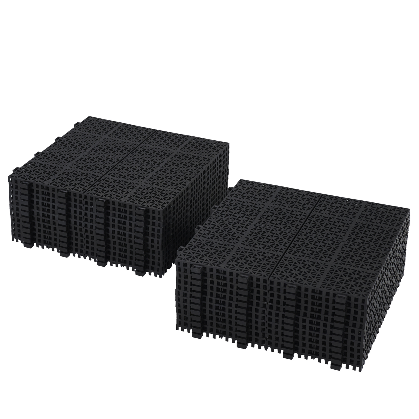 12 x 12 Inch Black Interlocking Deck Tiles Plastic Waterproof Outdoor All Weather Anti-slip Bathroom Shower Balcony Porch Strong Weight Capacity Upto 6613 LBS, Rosette Pattern Pack of 24