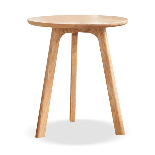 Round End Table- Small End Table Side Table Coffee Table Bedside Table Night Stand for Living Room Bedroom & Balcony, 100% Natural Solid Oak Wood Easy to Assemble Livingsource