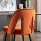 A&A Furniture,Akoya Collection Modern | Contemporary Velvet Upholstered Dining Chair with Nailheads and Gold Tipped Black Metal Legs, Orange，Set of 2 Livingsource