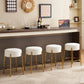 24" Tall, Round Bar Stools, Set of 2 - Contemporary upholstered dining stools for kitchens, coffee shops and bar stores - Includes sturdy hardware support legs Livingsource