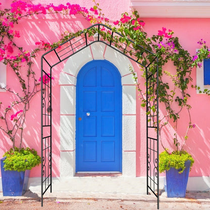 Metal Garden Arch L56.3'' x W16.93'' x H94.5'' Climbing Plants Support Rose Arch Outdoor Black SolidRoot Buy Furniture USA