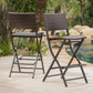 Outdoor Wicker Barstools Faux Rattan Patio Bar Stools Foldable Chair, Multibrown, Set of 2 - SolidRoot Buy Furniture USA