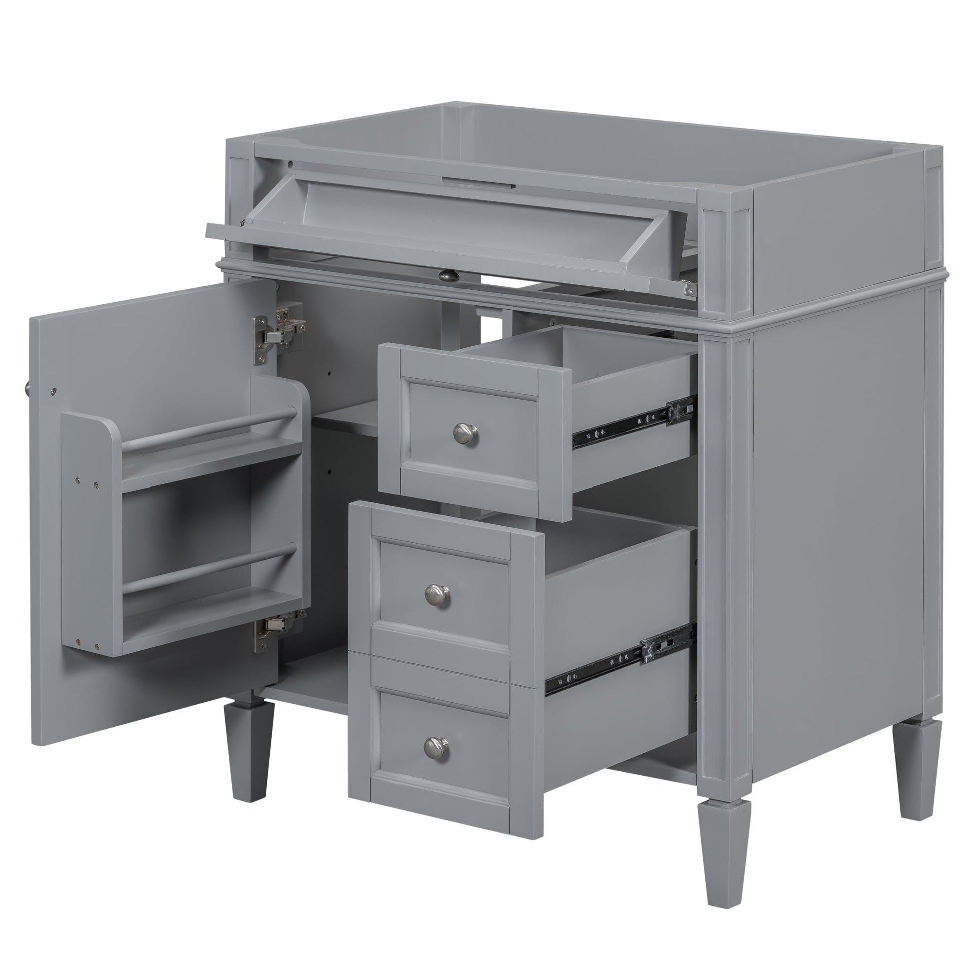 30'' Bathroom Vanity without Top Sink, Modern Bathroom Storage Cabinet with 2 Drawers and a Tip-out Drawer (NOT INCLUDE BASIN) SolidRoot Buy Furniture USA
