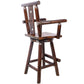 Rustic Bar Stool - Fir Wood Construction, Chair withDecorative Star Backrest, Footrest,Wide Armrest, Rustic Kitchen Stool, Tall Bistro Chair for Dining Room, Restaurant, Pub, 4-Foot,brown color Livingsource
