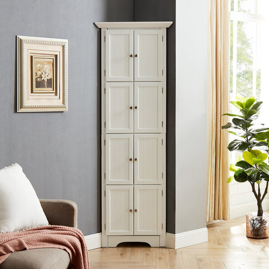 Tall Storage Cabinet with Doors and 4 Shelves for Living Room, Kitchen, Office, Bedroom, Bathroom, Modern, White SolidRoot Buy Furniture USA