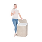 EVG Laundry Hamper With Lid PE Rattan Powder Coating Frame Clothes Hampers with 01 Removable Bags, 100L, Gray Color - SolidRoot Buy Furniture USA