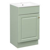 Light Green 18' Bathroom Vanity with Ceramic Sink, MDF Cabinet with Door Shelf and Adjustable Interior, Freestanding Design SolidRoot Buy Furniture USA