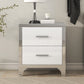 Elegant High Gloss Nightstand with Metal Handle,Mirrored Bedside Table with 2 Drawers for Bedroom,Living Room,White Livingsource