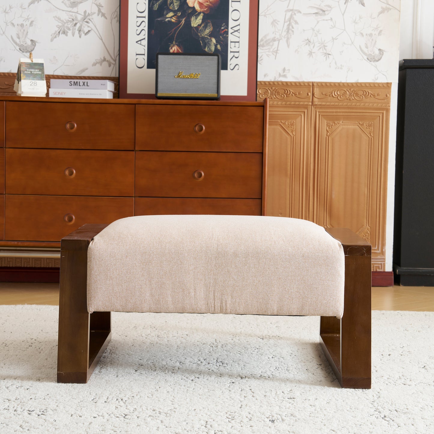 Sleek and Stylish Ottoman, Beige