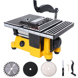 4" 90W Mini Table Saw Top Cut Off Miter Saw Multifunctional Desktop Saws w/ 3 Blades for Precision Cut Metal Wood Frame Molding Livingsource