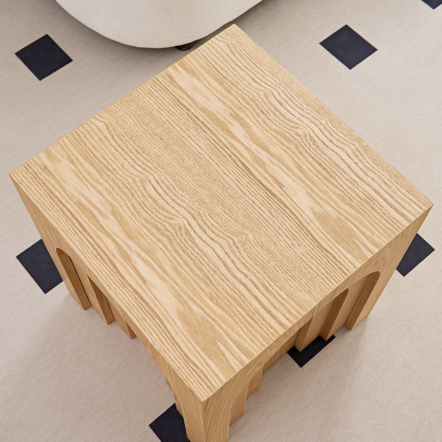 15.74'' Square Side Table Small Coffee Table Accent Table  Bedside Table for Living Room Bedroom,Nature