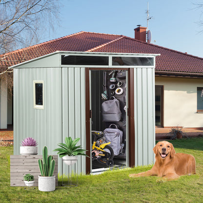 6ft x 5ft Outdoor Metal Storage Shed With window and Metal foundation White SolidRoot Buy Furniture USA