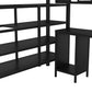 Metal Loft Bed With table set and wardrobe, Full, Black - SolidRoot Buy Furniture USA