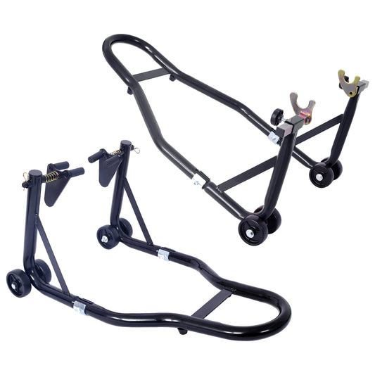 Motorcycle Stand 1000LB Sport Bike Front and Rear Wheel Lift Swingarm Paddock Stands Black U SolidRoot Buy Furniture USA