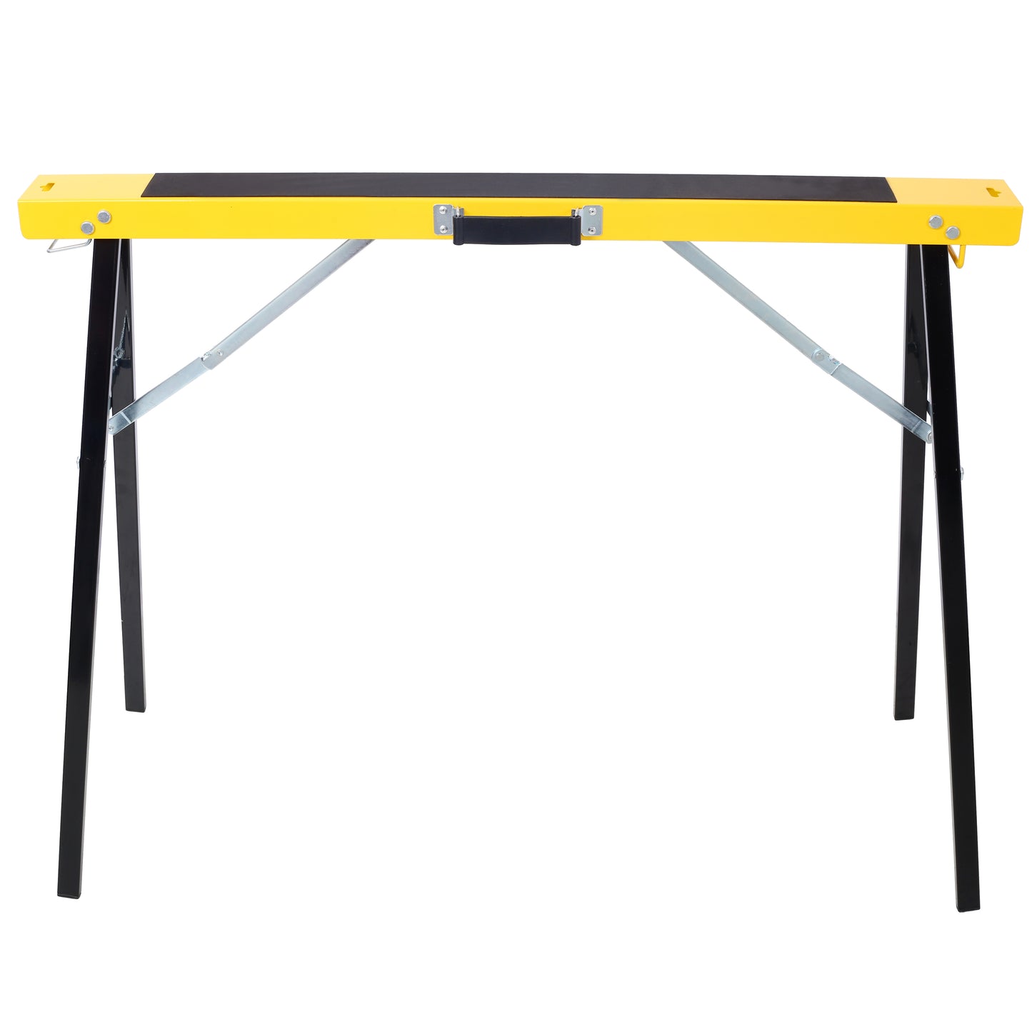 Saw Horses 2 Pack, Folding Portable Work Horse with Fast Open Legs, Convenient Handle, Heavy Duty Steel Sawhorse for Garage, Workshop, Fully Assembled,yellow+black color