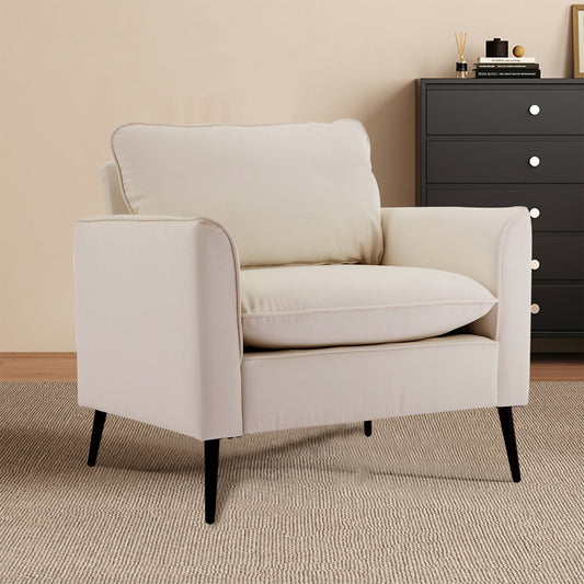 TS Cat paw leather upholstered sofa 1PC Cream White,Nordic retro light luxury living room balcony bedroom single casual sofa chair SolidRoot Buy Furniture USA