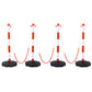4 Pack Traffic Delineator Post Cones with Fillable Base, Adjustable Plastic Safety Barrier with 5Ft Plastic Chain, Outdoor and Indoor Crowd Control Stanchion for Traffic Control and warning W/R Livingsource