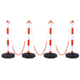 4 Pack Traffic Delineator Post Cones with Fillable Base, Adjustable Plastic Safety Barrier with 5Ft Plastic Chain, Outdoor and Indoor Crowd Control Stanchion for Traffic Control and warning W/R Livingsource