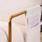 2 Chairs in 1 Box, Upholstered Hanging Armchair with Arm PocketsMetal frame, gold-plated craftsmanship, crushed foam cushions and skin-friendly woven fabric for living room and bedroom. Beige Livingsource