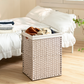 EVG Laundry Hamper With Lid PE Rattan Powder Coating Frame Clothes Hampers with 01 Removable Bags, 100L, Gray Color - SolidRoot Buy Furniture USA