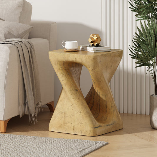 MGO Twist Shape Side Table, Wood-like texture, Natural Color Livingsource