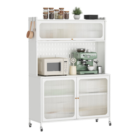 Kitchen Pantry Cabinet, Tall Storage Cabinet with Glass Doors & Adjustable Shelves, Cabinet Cupboard for Kitchen, Living Room, Dinning Room, White SolidRoot Buy Furniture USA