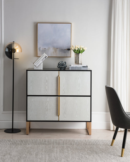 Four-Door Storage Cabinet, 42' Buffet Cabinet with Metal Base Handles, Sideboard Coffee Bar Cabinet with 4 Doors for Kitchen, Dining Room, Living Room SolidRoot Buy Furniture USA