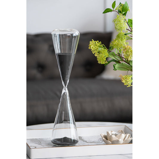 4.5x4.5x19.5" Triangular Shape Hourglass, 120 Minutes, Black Sand Livingsource