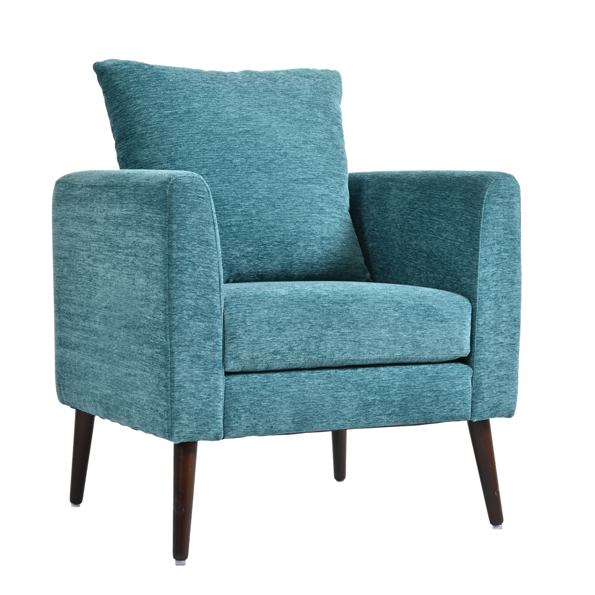 Accent Chair, Boucle Chair, Barrel Chair, Fabric Armchair Club Chair, Upholstered Arm Chair with Solid Wood Legs, Waist Pillow, Padded Single Chair for Living Room/Bedroom/Study/Waiting Room, Teal SolidRoot Buy Furniture USA