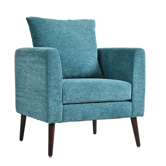 Accent Chair, Boucle Chair, Barrel Chair, Fabric Armchair Club Chair, Upholstered Arm Chair with Solid Wood Legs, Waist Pillow, Padded Single Chair for Living Room/Bedroom/Study/Waiting Room, Teal SolidRoot Buy Furniture USA