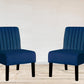 Reese Mid Century Modern Accent Chairs Set of 2 with Minimalist Design, Elegant Velvet Upholstery and Solid Wood Legs, Ideal for Living Room or Bedroom, Dark Blue Livingsource