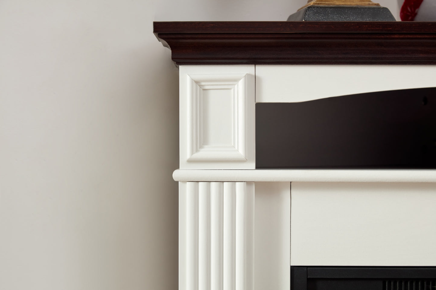 Corner Mantel Cabinet for Living Room or Bedroom with 23 inch Fireplace Insert Heater for the Perfect Ambiance