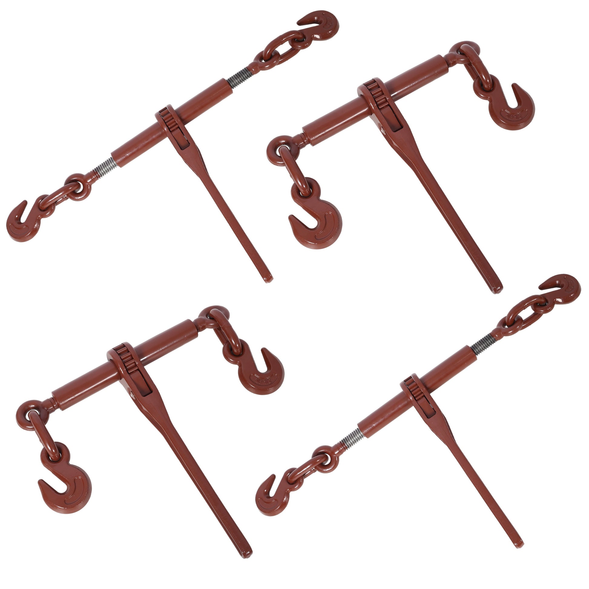 Heavy duty 3/8' – 1/2' Ratchet Binders, 9200lbs Working Load breaking, G70 Hooks Adjustable Length, 4-Pack, Red SolidRoot Buy Furniture USA