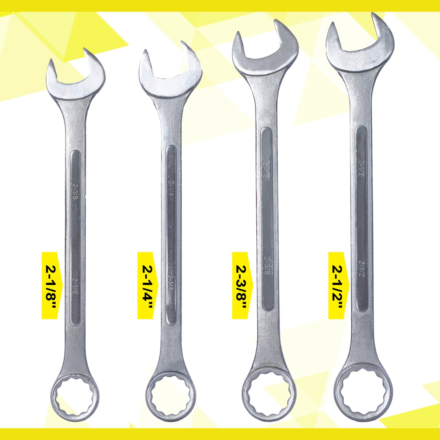 SAE Jumbo Combination Wrench Set Extra Large, 4 Piece ,storage bag included chrome plated