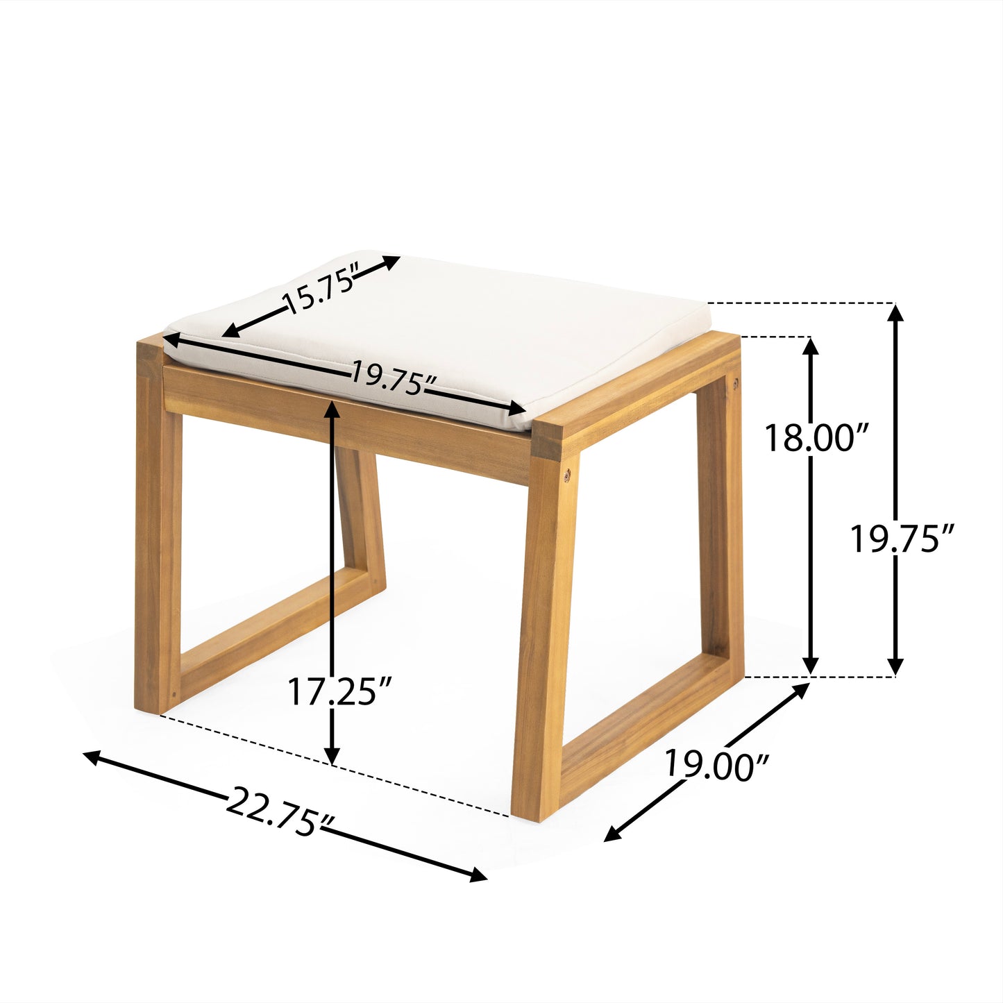 Acacia Wood Outdoor Dining Set of 5, Patio Dining Furniture Set with 1 Table 2 Benches 2 Chairs, Teak and  Beige