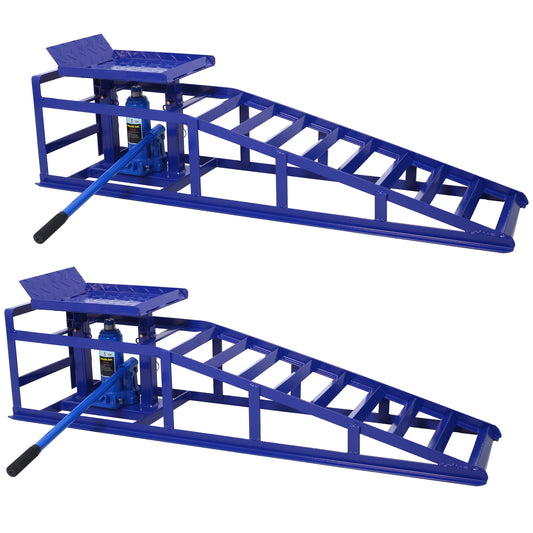 Auto Car Truck Service Ramps Lifts, Garage Car Lift Hydraulic Ramps Black 5 Ton,Automotive Hydraulic Lift Repair Frame Lift(2 Pack) blue